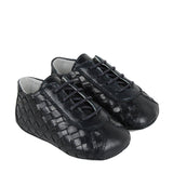 Derby Newborn shoes in Navy Woven Calfskin Leather