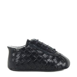 Derby Newborn shoes in Navy Woven Calfskin Leather
