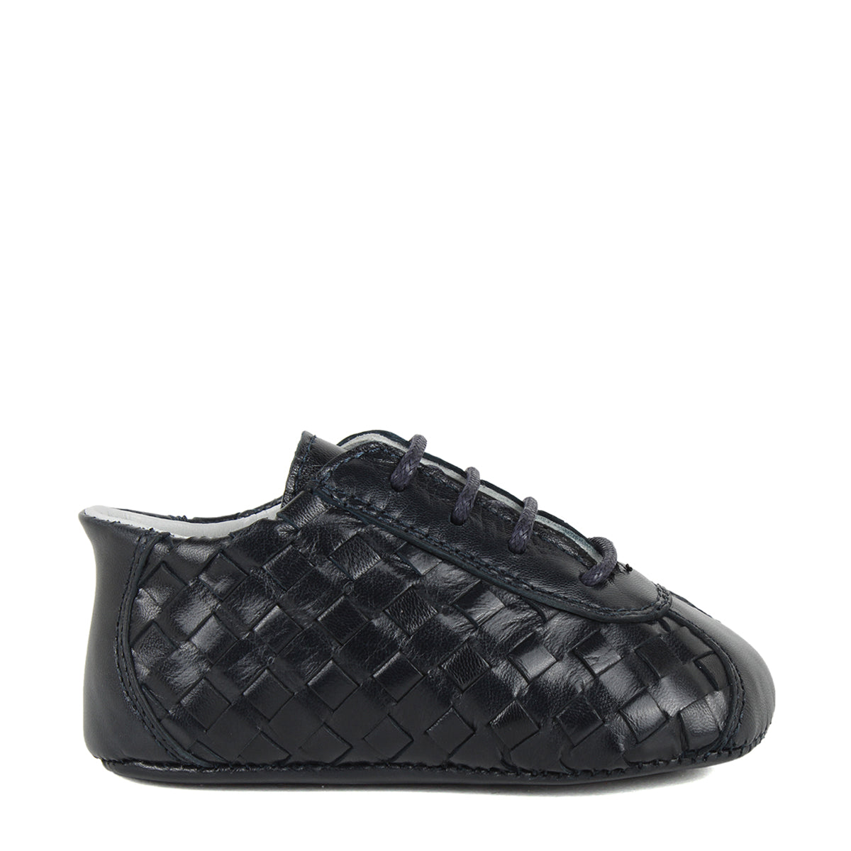 Derby Newborn shoes in Navy Woven Calfskin Leather Gallucci Shoes Derby Newborn shoes in Navy Woven Calfskin Leather Gallucci Shoes