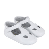 White Leather T-Bar Newborn shoe