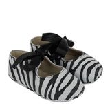 Newborn Ballerina in Zebra Print Leather with Bow