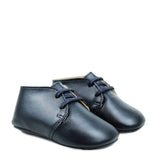 Newborn Derby Shoes in Blu Calfskin Leather