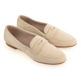 Penny Loafer in Beige Suede Leather