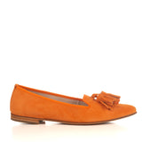 Ballerinas Shoe in Orange Suede Leather with tassels