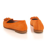 Ballerinas Shoe in Orange Suede Leather with tassels
