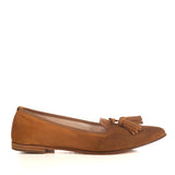 Ballerinas Shoe in Tan Suede Leather with tassels