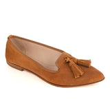 Ballerinas Shoe in Tan Suede Leather with tassels