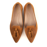 Ballerinas Shoe in Tan Suede Leather with tassels