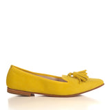 Ballerinas Shoe in Yellow Suede Leather with tassels