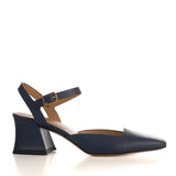 Slingback in Navy Blue Calfskin Leather