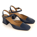 Slingback in Navy Blue Calfskin Leather