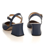 Slingback in Navy Blue Calfskin Leather