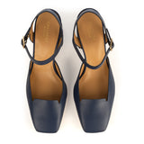 Slingback in Navy Blue Calfskin Leather