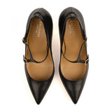 Pumps with Ankle Laces in Black Calfskin Leather