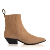 Western-Style Ankle Boots in Tan Suede Leather