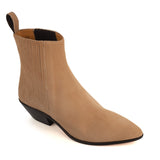 Western-Style Ankle Boots in Tan Suede Leather