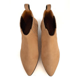 Western-Style Ankle Boots in Tan Suede Leather