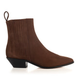 Western-Style Ankle Boots in Brown Suede Leather
