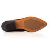 Western-Style Ankle Boots in Brown Suede Leather