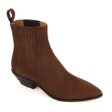 Western-Style Ankle Boots in Brown Suede Leather