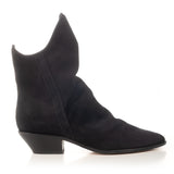Western-Style Ankle Boots in Black Suede Leather