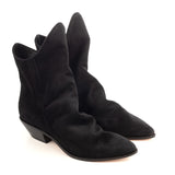 Western-Style Ankle Boots in Black Suede Leather