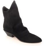 Western-Style Ankle Boots in Black Suede Leather