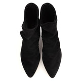 Western-Style Ankle Boots in Black Suede Leather