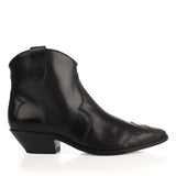 Western Ankle Boots in Black Calfskin Leather