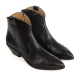 Western Ankle Boots in Black Calfskin Leather