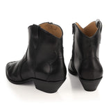 Western Ankle Boots in Black Calfskin Leather