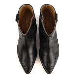 Western Ankle Boots in Black Calfskin Leather