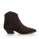 Western Ankle Boots in Brown Suede Leather