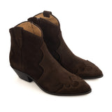 Western Ankle Boots in Brown Suede Leather