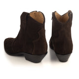 Western Ankle Boots in Brown Suede Leather
