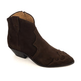 Western Ankle Boots in Brown Suede Leather