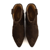 Western Ankle Boots in Brown Suede Leather