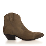 Western Ankle Boots in Tan Suede Leather
