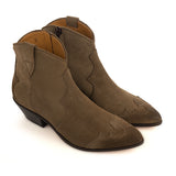 Western Ankle Boots in Tan Suede Leather
