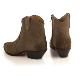 Western Ankle Boots in Tan Suede Leather