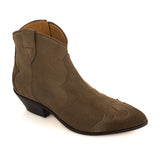 Western Ankle Boots in Tan Suede Leather