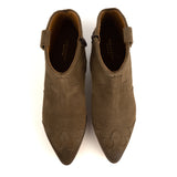 Western Ankle Boots in Tan Suede Leather