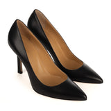 Stiletto Pumps in Black Calfskin Leather