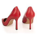Stiletto Pumps in Red Calfskin Leather