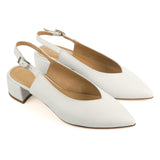 Slingback in White Calfskin Leather