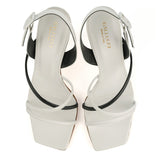 Heeled Mule in White and Black Calfskin Leather