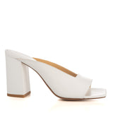 Heel Mule in White Calfskin Leather