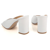 Heel Mule in White Calfskin Leather