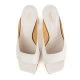 Heel Mule in White Calfskin Leather