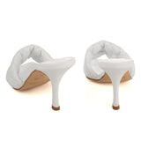 White Quilted Heeled Mule